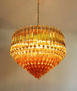 Contemporary Prism Murano Amber Glass Chandelier - CasaraHouse