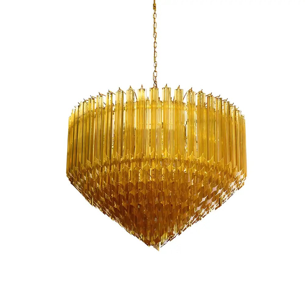 Contemporary Prism Murano Amber Glass Chandelier - CasaraHouse