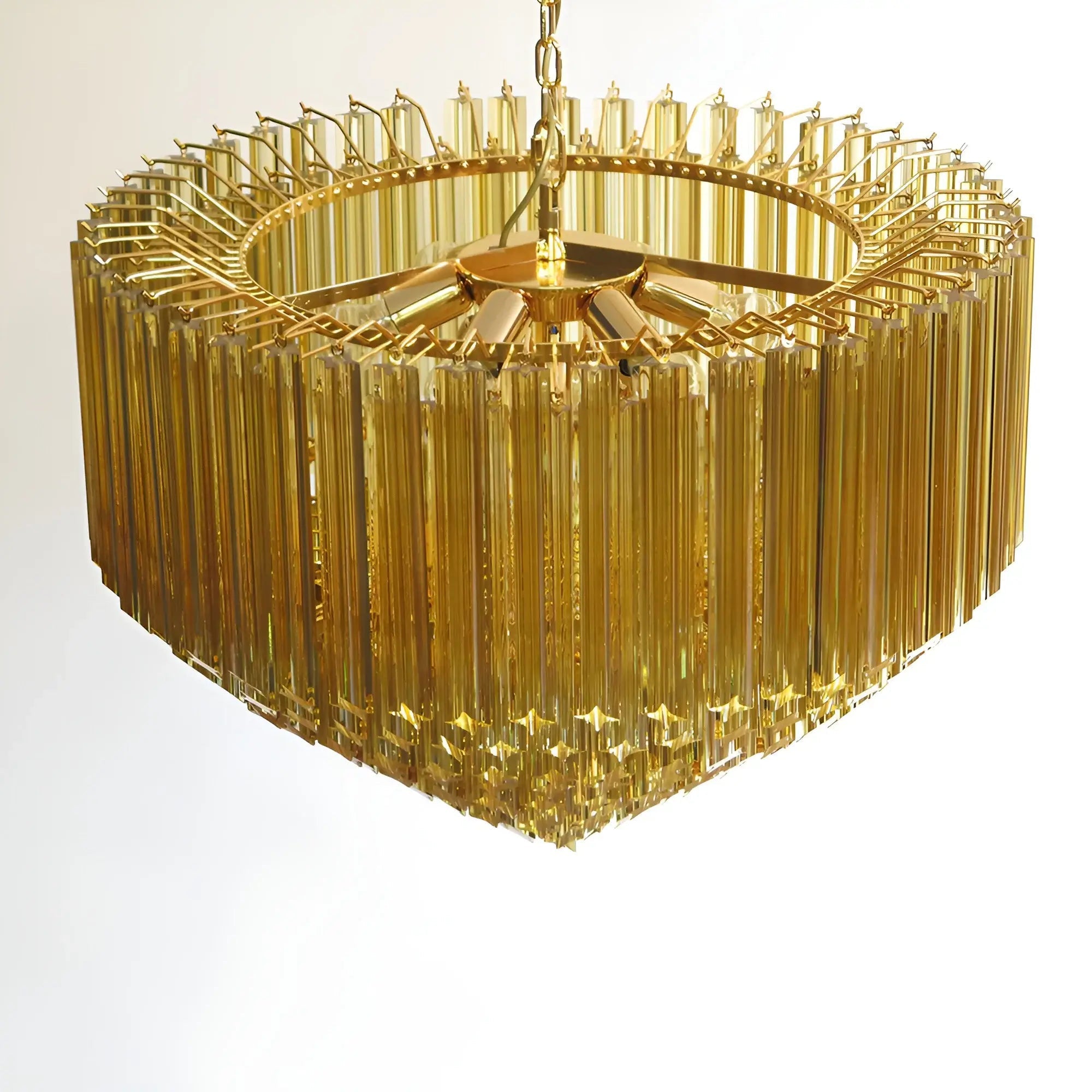 Contemporary Prism Murano Amber Glass Chandelier - CasaraHouse