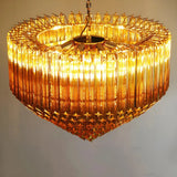 Contemporary Prism Murano Amber Glass Chandelier - CasaraHouse