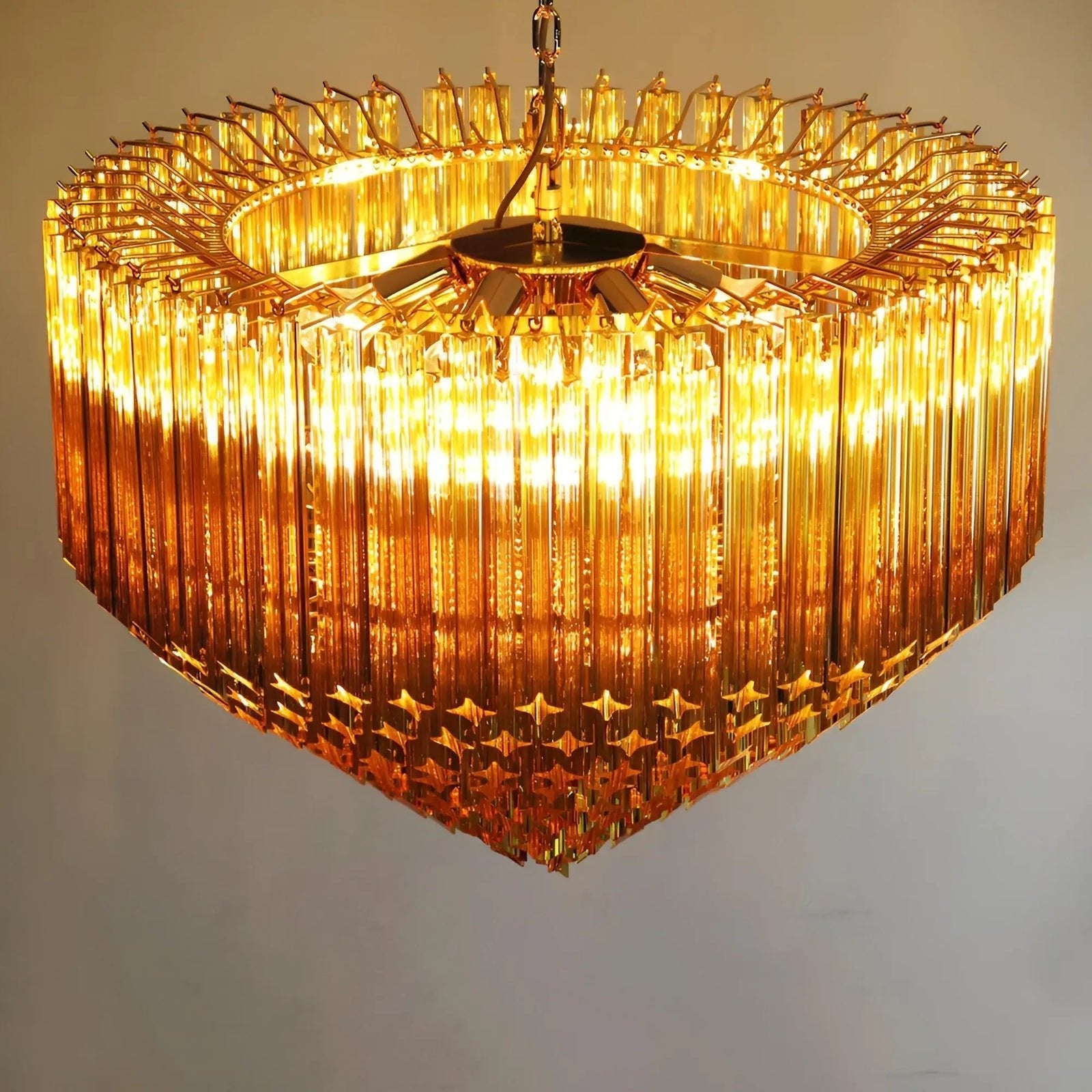 Contemporary Prism Murano Amber Glass Chandelier - CasaraHouse