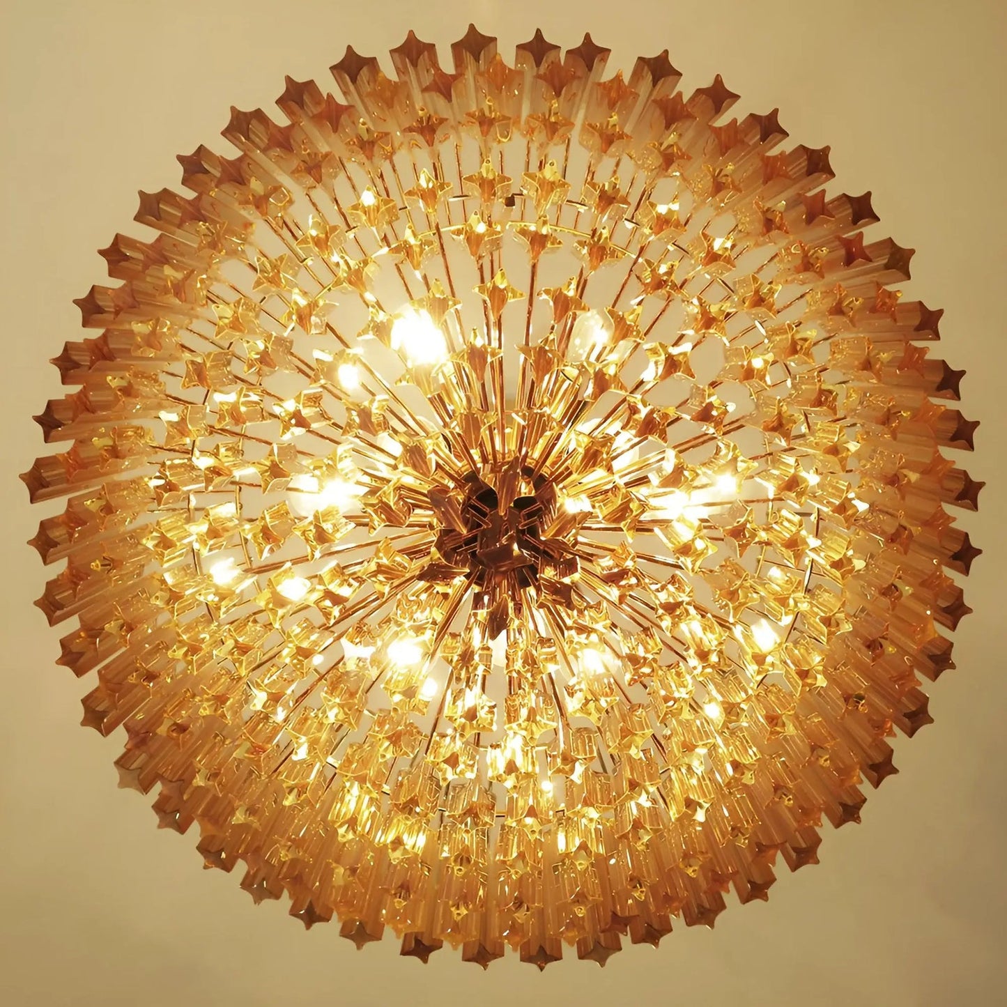 Contemporary Prism Murano Amber Glass Chandelier - CasaraHouse