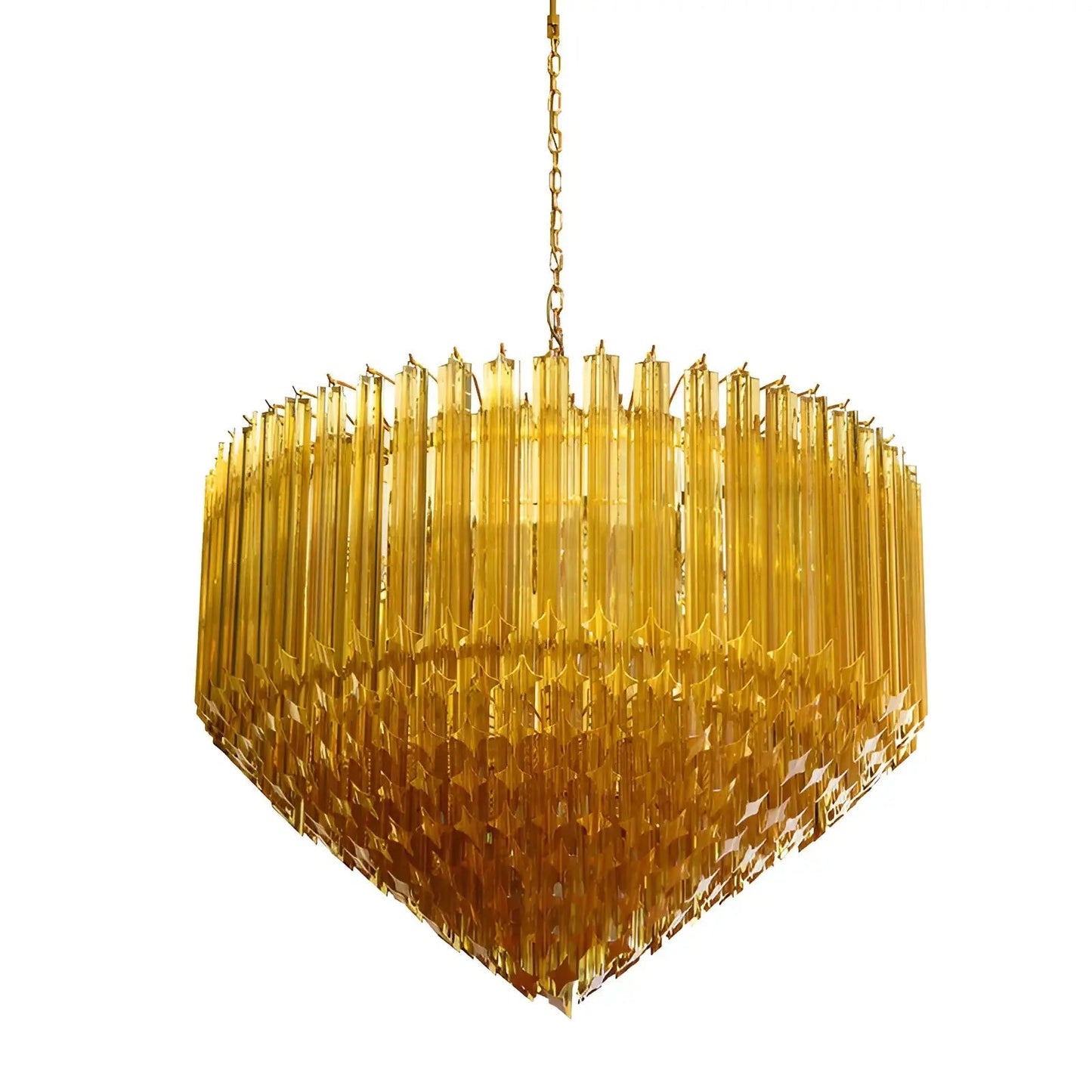 Contemporary Prism Murano Amber Glass Chandelier - CasaraHouse