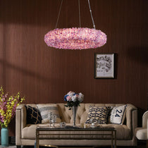 Cervine Quartz Stone Purple Primary Crystal  Round Chandelier 20.5" 28.3" 36.2" 44"