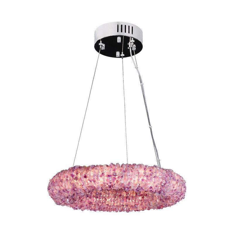 Cervine Quartz Stone Purple Primary Crystal  Round Chandelier 20.5" 28.3" 36.2" 44"