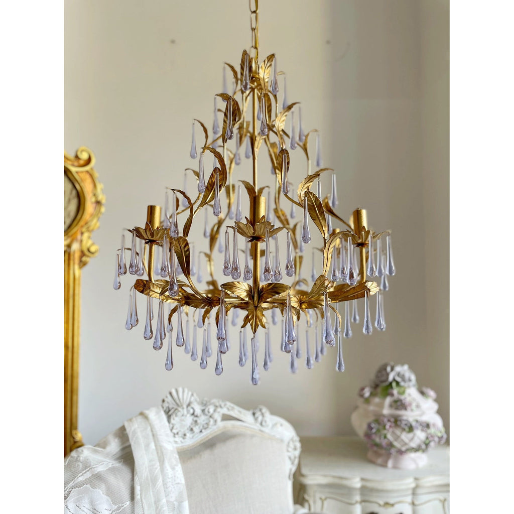 Purple Glass Birdcage Chandelier
