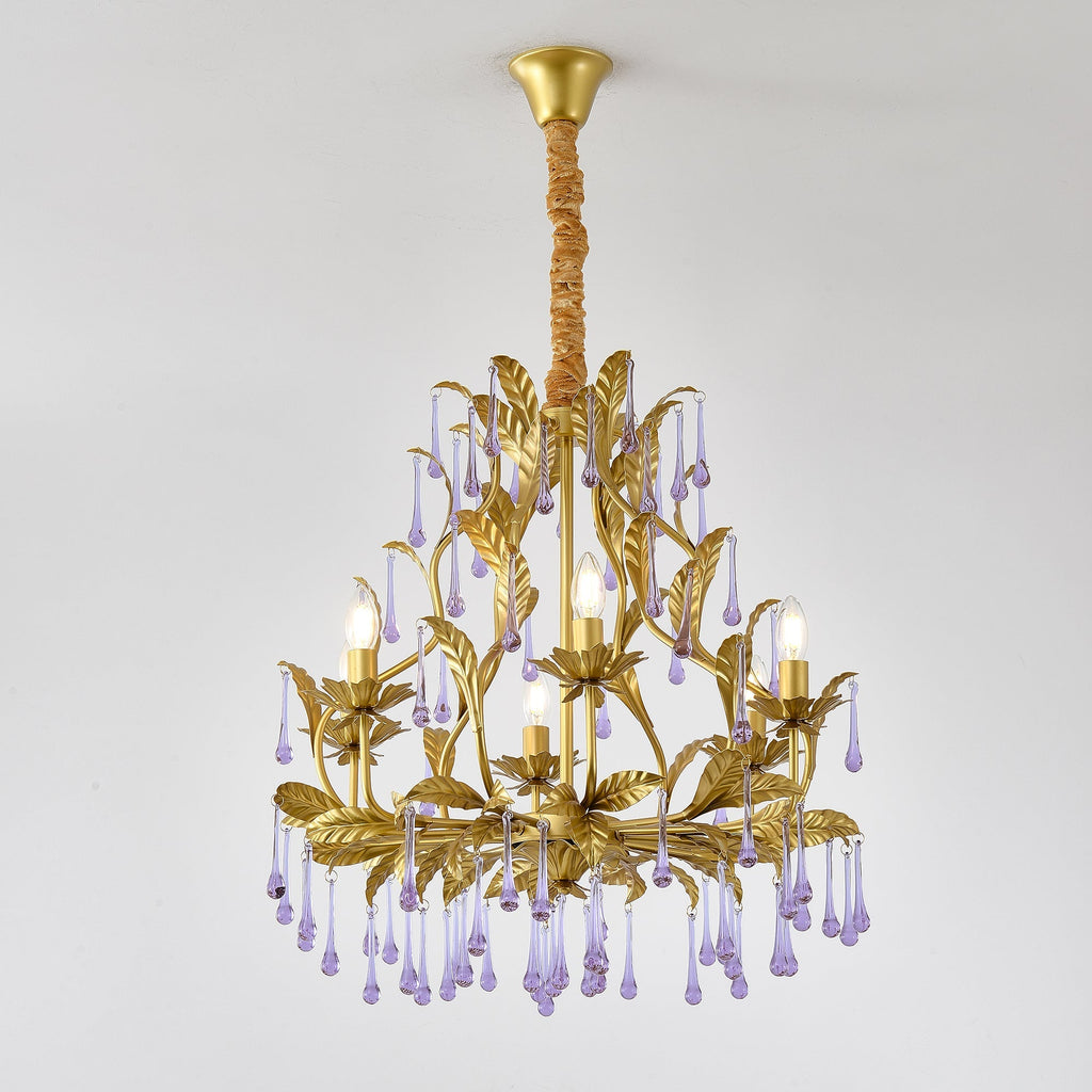 Purple Glass Birdcage Chandelier