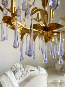 Purple Glass Birdcage Chandelier