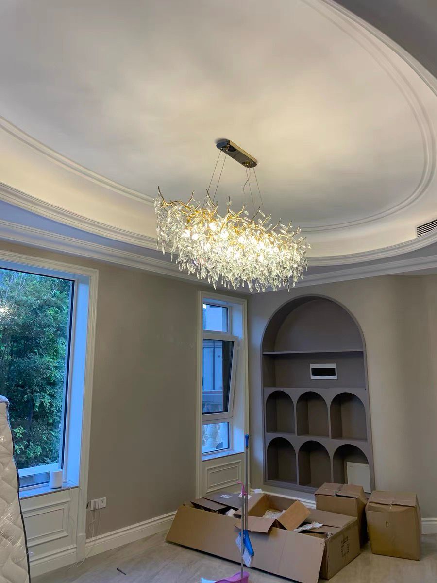 French Branch Elegant Crystal Leaves Chandelier