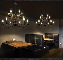 Multi Layer Iron Chandelier with Electronic Candles in Vintage Country Style for Living Room Cafe and Study