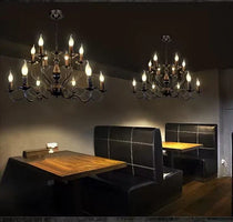 Multi Layer Iron Chandelier with Electronic Candles in Vintage Country Style for Living Room Cafe and Study