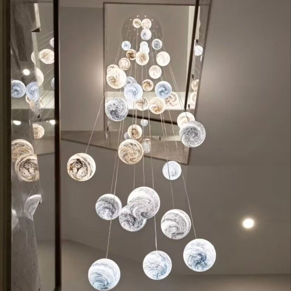 Nordic Planet Creative Long Ball Pendant Chandelier Staircase Foyer Main image