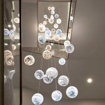 Nordic Planet Creative Long Ball Pendant Chandelier Staircase Foyer