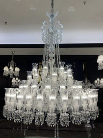 Multi Layer Chrome Crystal Chandelier in French Style with Romantic Branch Flowers for Grand Hallway and Staircase