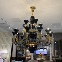 Maria Classic Branch Crystal Chandelier with Candle Design in Black and Gold