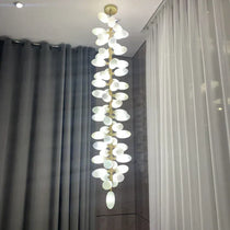 Nordic Art Long Magnolia alba Glass Ceiling Chandelier  for Staircase/Hallway/Entryway Light Fixture