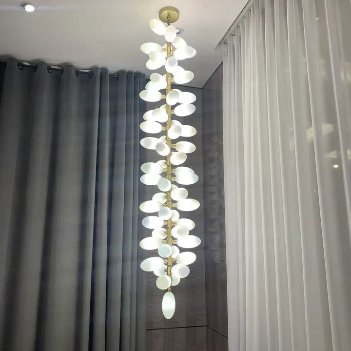 Nordic Art Long Magnolia alba Glass Ceiling Chandelier  for Staircase/Hallway/Entryway Light Fixture