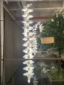 Nordic Art Long Magnolia alba Glass Ceiling Chandelier  for Staircase/Hallway/Entryway Light Fixture