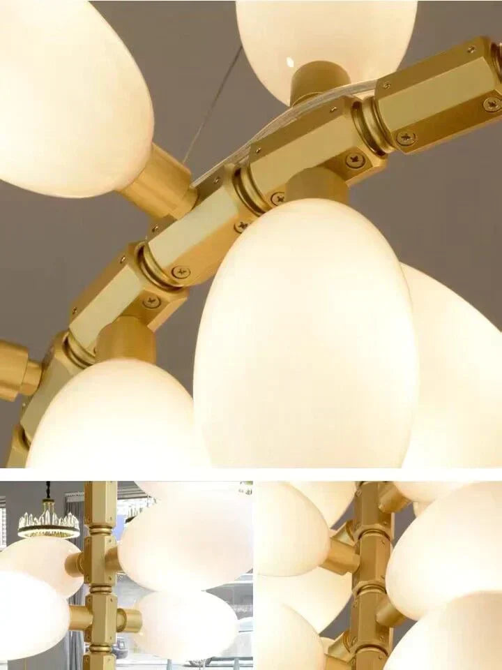 Nordic Art Long Magnolia alba Glass Ceiling Chandelier  for Staircase/Hallway/Entryway Light Fixture