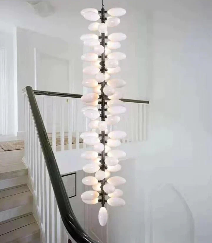 Nordic Art Long Magnolia alba Glass Ceiling Chandelier  for Staircase/Hallway/Entryway Light Fixture Secondary image