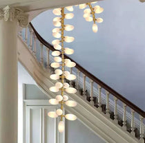 Nordic Art Long Magnolia alba Glass Ceiling Chandelier  for Staircase/Hallway/Entryway Light Fixture