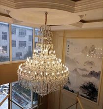 Oversized Luxury Traditional Gold/Chrome Candle Branch Crystal Chandelier for 2-story/Duplex Buildings