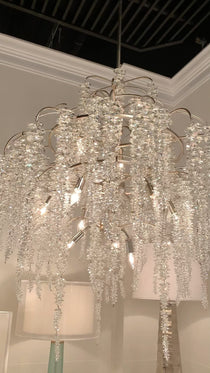 Light Luxury Silver Flower Branch Chandelier with Icicle Details for Bedroom Dining Room and Hallway