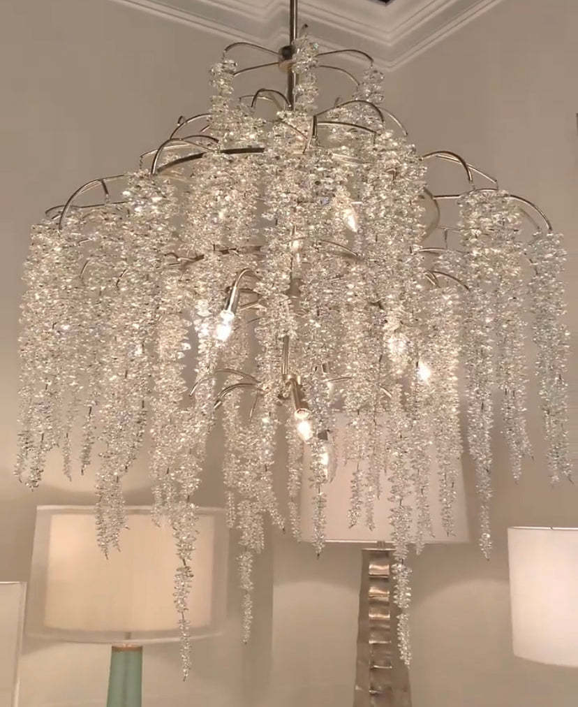 Light Luxury Silver Flower Branch Chandelier with Icicle Details for Bedroom Dining Room and Hallway Secondary image
