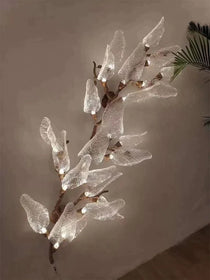 Artistic Bionic Resin Leaves Branch Chandelier