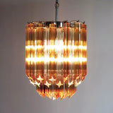 Quadriedri Murano Prisms Amber Transparent Chandelier