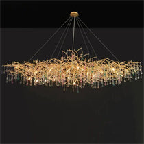 Raindrop Colorful Crystal Long Dining Branch Chandelier