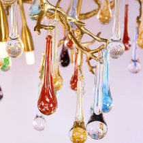 Raindrop Colorful Crystal Long Dining Branch Chandelier