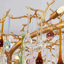 Raindrop Colorful Crystal Linear Branch Chandelier