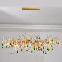 Raindrop Colorful Crystal Linear Branch Chandelier