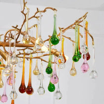 Raindrop Colorful Crystal Linear Branch Chandelier