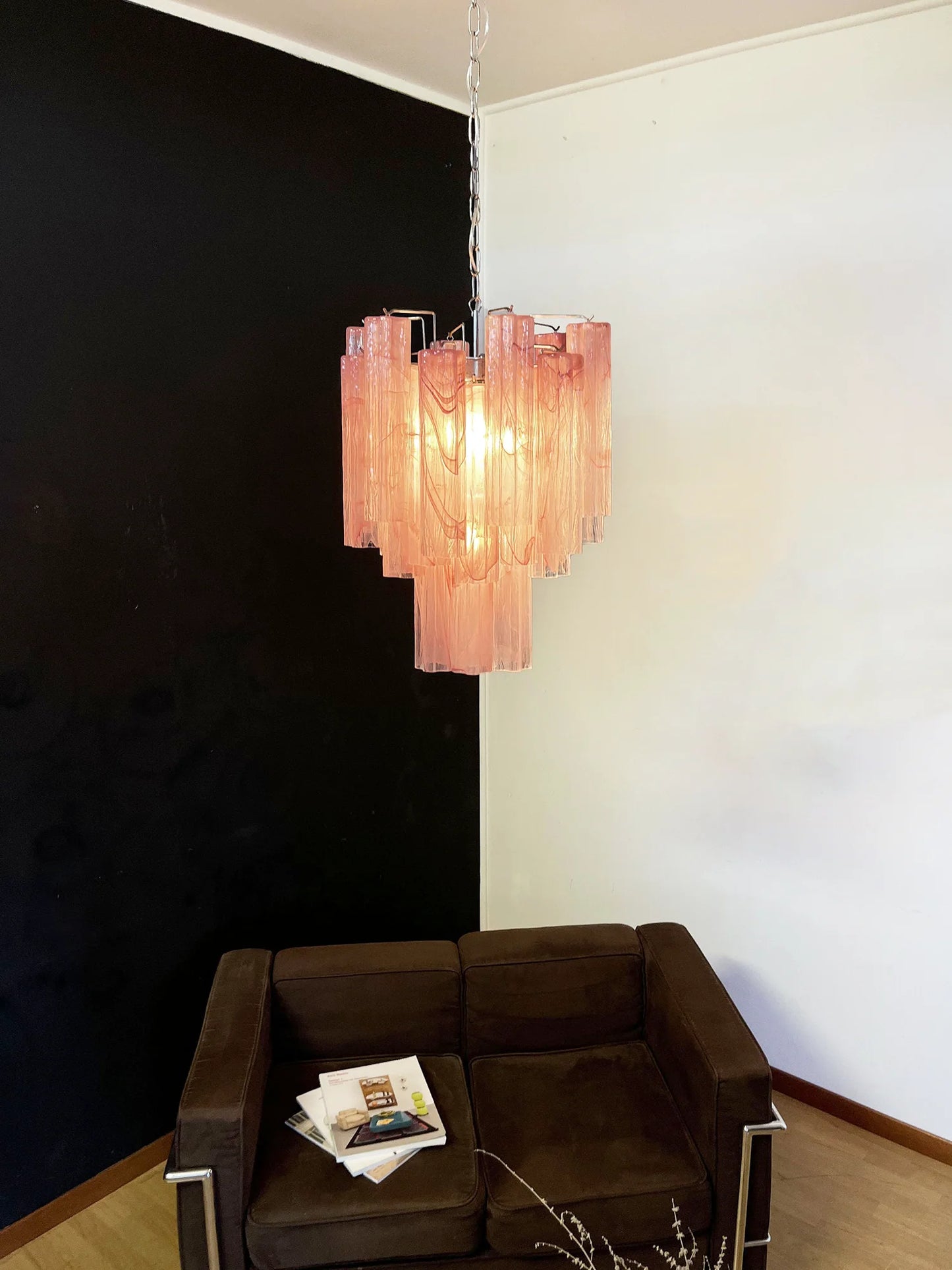 Red Murano Glass Tube Chandelier