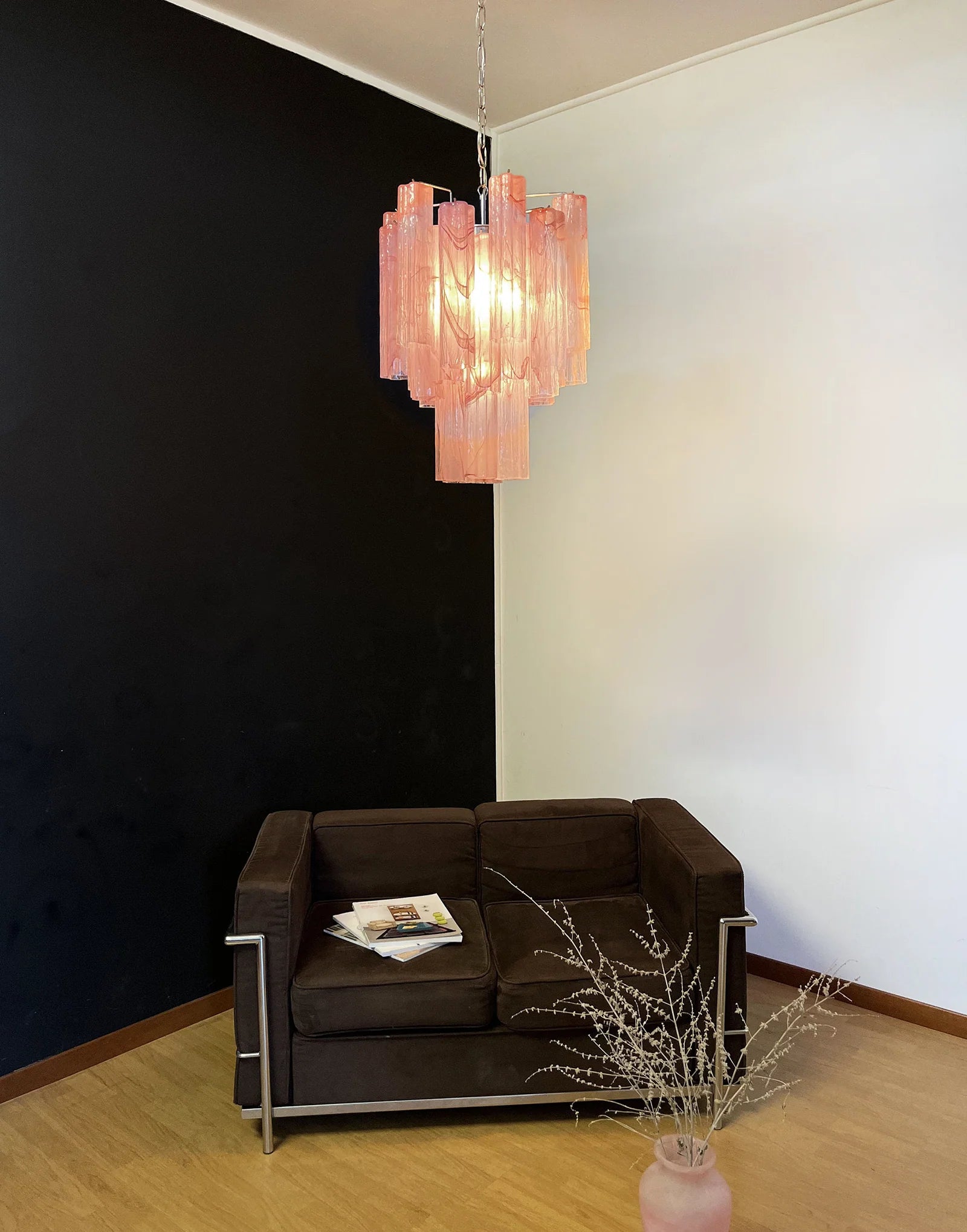 Red Murano Glass Tube Chandelier