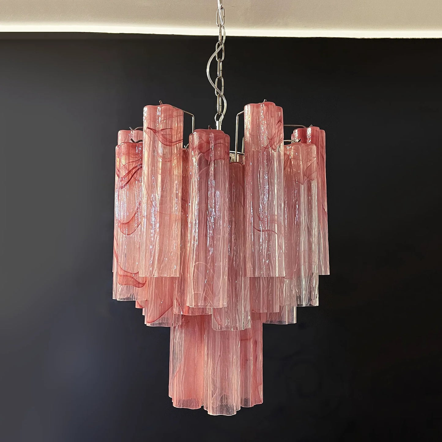 Red Murano Glass Tube Chandelier