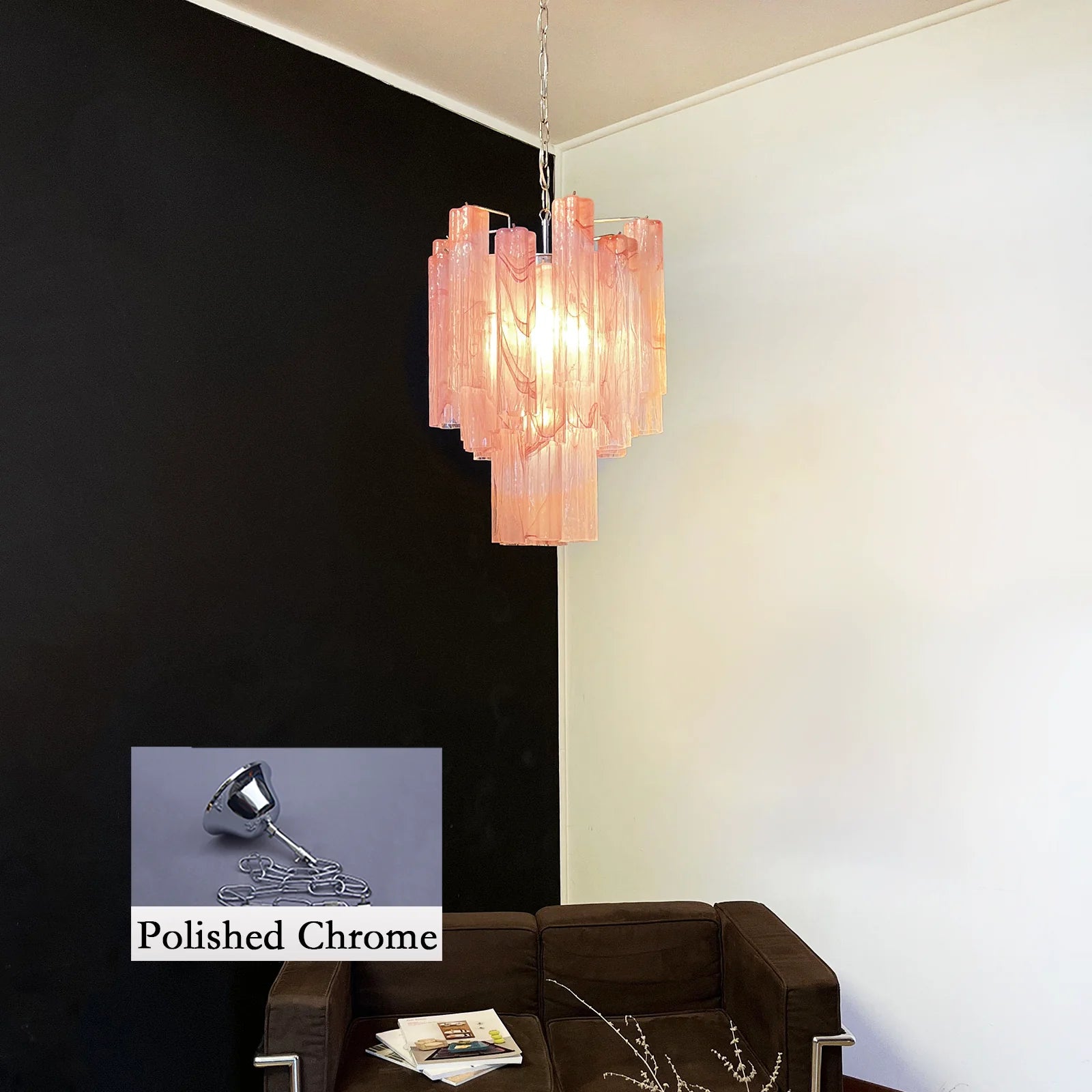 Red Murano Glass Tube Chandelier