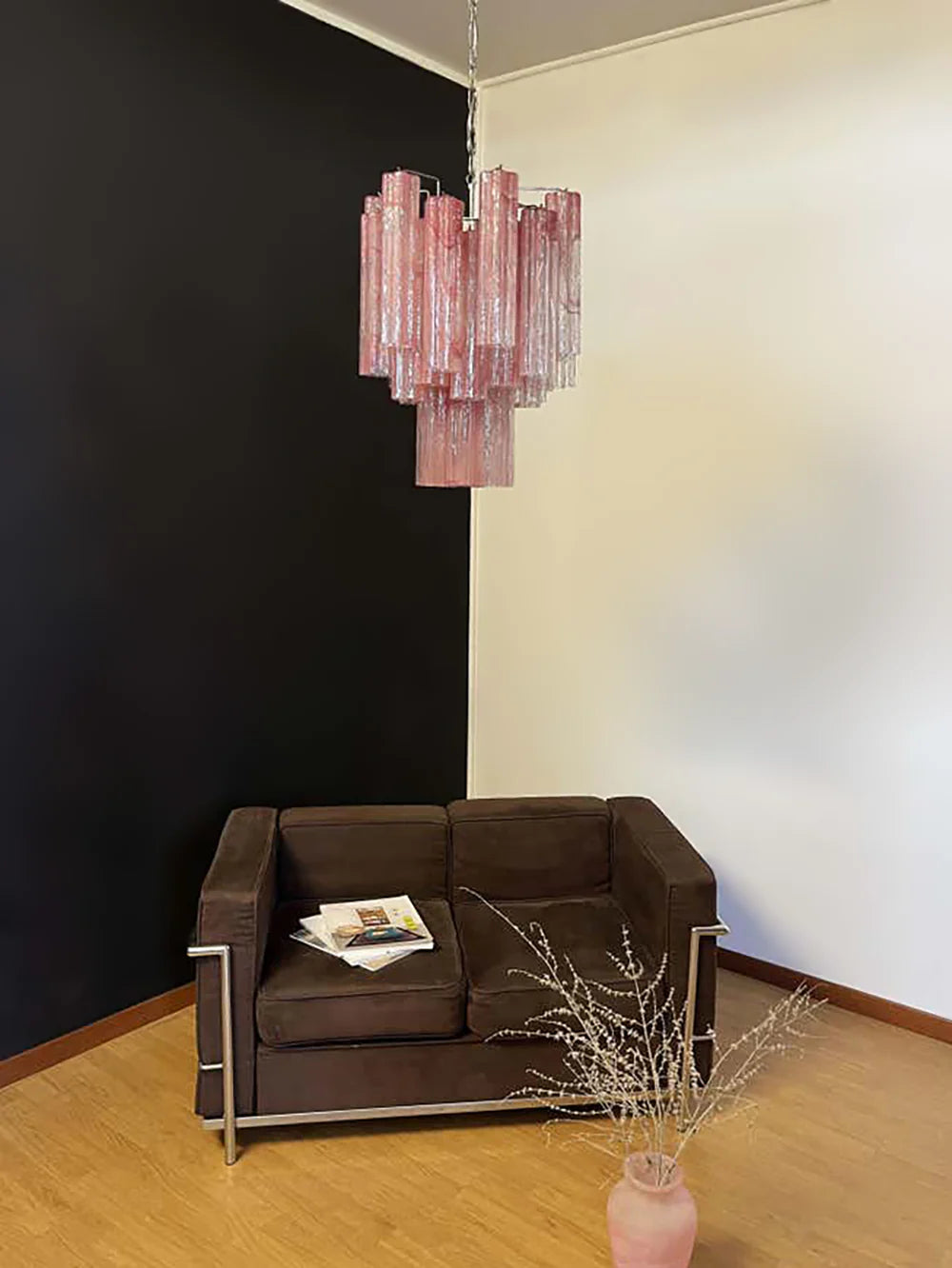 Red Murano Glass Tube Chandelier