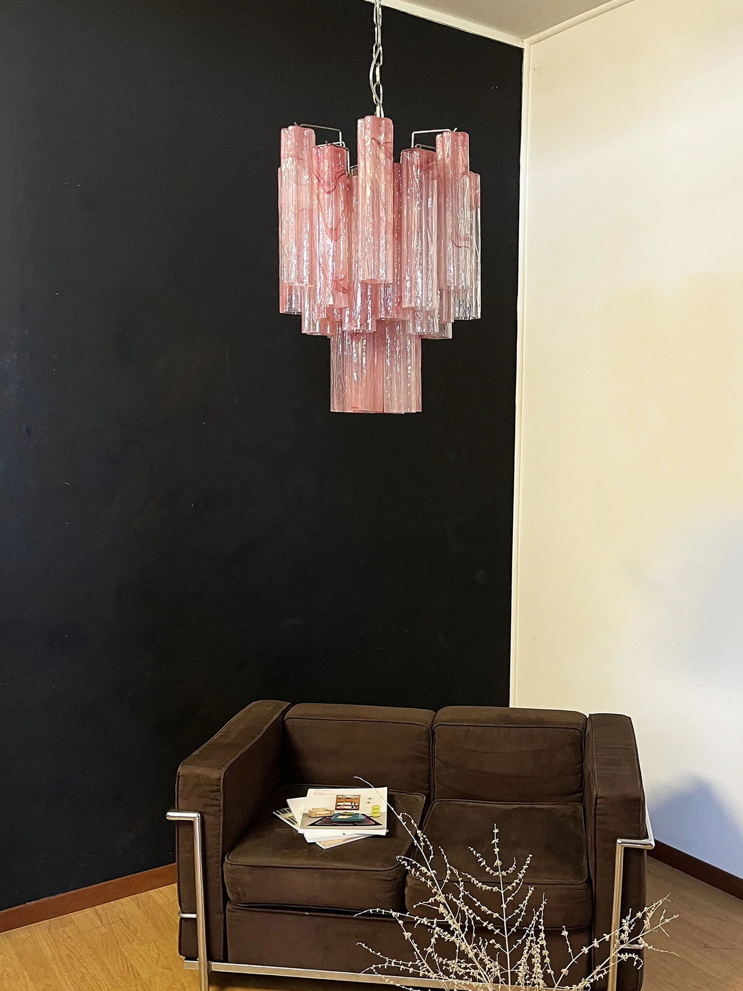Red Murano Glass Tube Chandelier