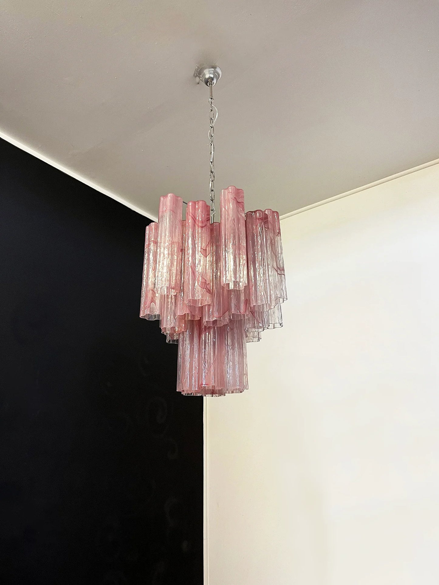 Red Murano Glass Tube Chandelier