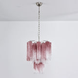 Gradient Red Murano Glass Tube Chandelier