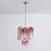 Gradient Red Murano Glass Tube Chandelier