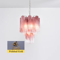 Gradient Red Murano Glass Tube Chandelier