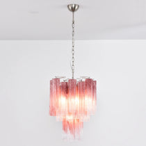Gradient Red Murano Glass Tube Chandelier