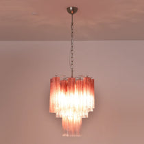 Gradient Red Murano Glass Tube Chandelier