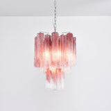 Gradient Red Murano Glass Tube Chandelier