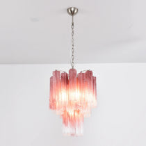 Gradient Red Murano Glass Tube Chandelier