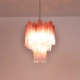 Gradient Red Murano Glass Tube Chandelier